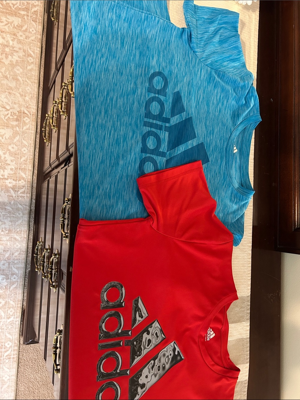 2 Boys Adidas Blue & Red Kids' Short Sleeve Tees